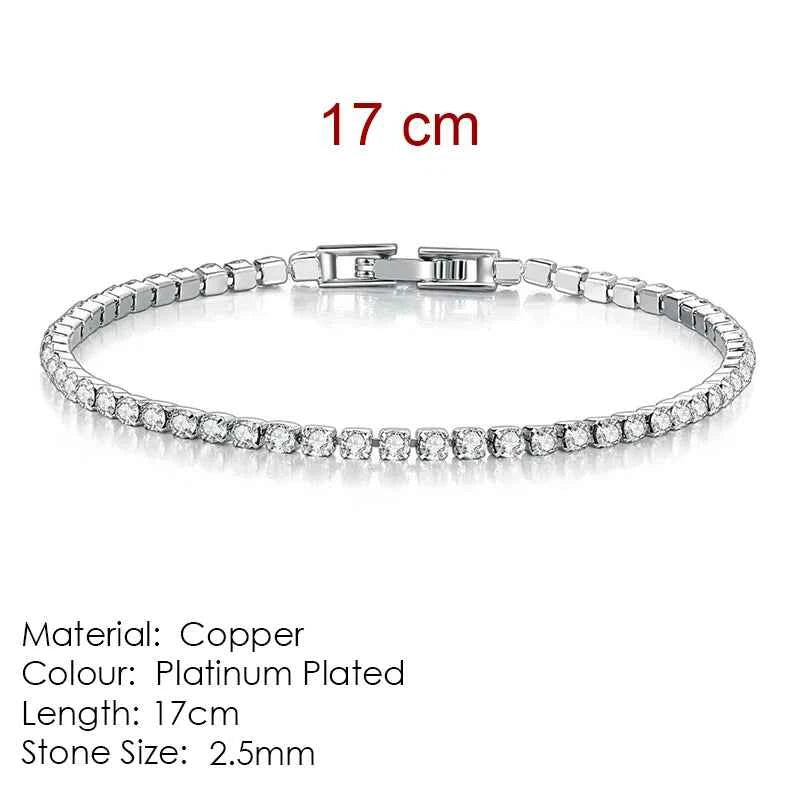 Fashion 2.5mm Zirconia Tennis Bracelet for Women Crystal Charm Designer Tennis Thin Chain Bracelet on Hand Wedding Jewelry KC128