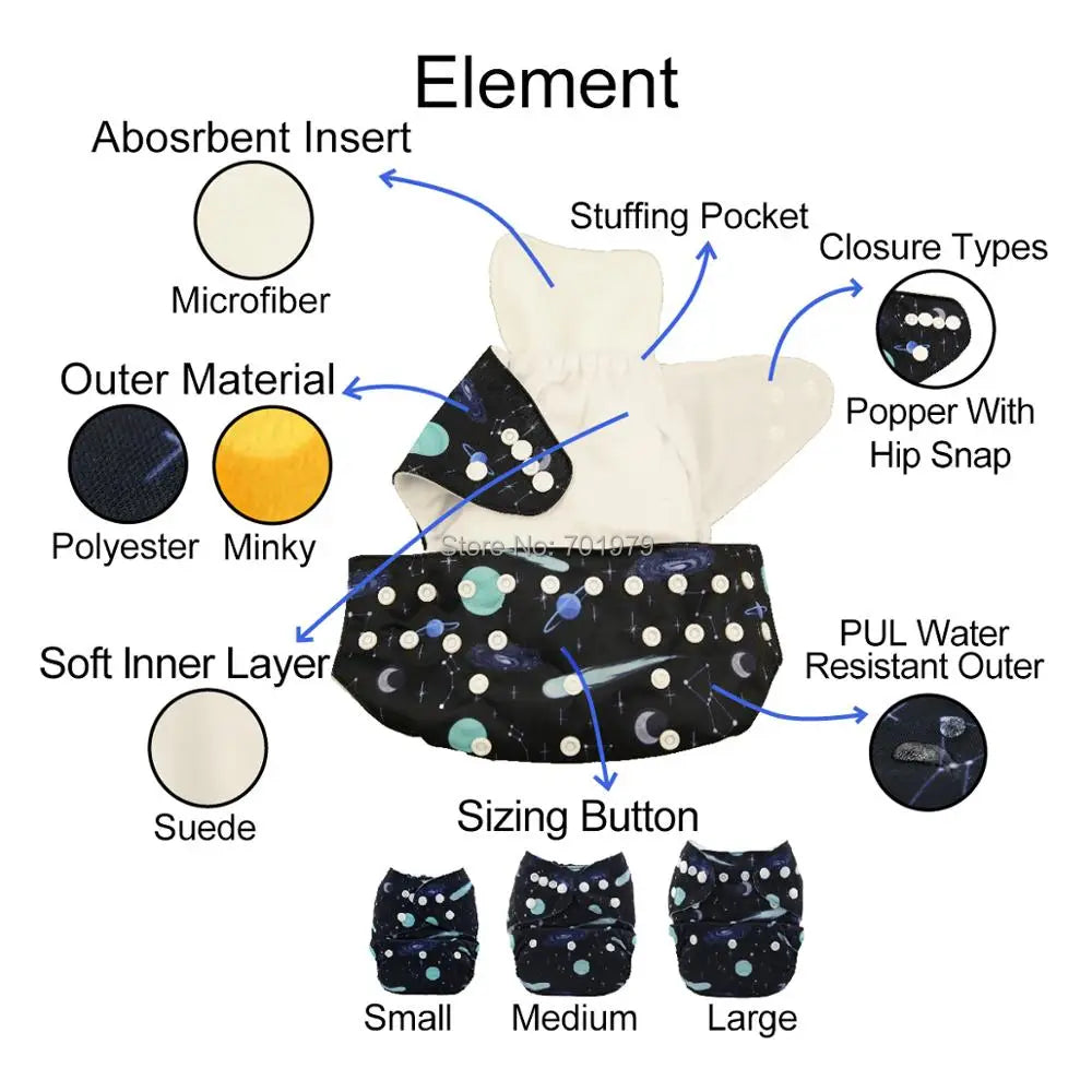 U Pick ALVABABY Digital Position Baby Cloth Diaper Reusable Baby Cloth Nappy with 1pc Microfiber Insert
