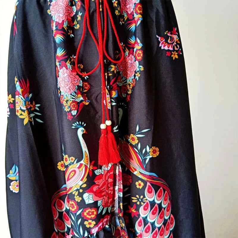Customizable Duzeala 2022 New Women Summer Boho Beach Maxi Dress Sexy V Neck Vintage Print Long Dresses Casual Sundress Dress