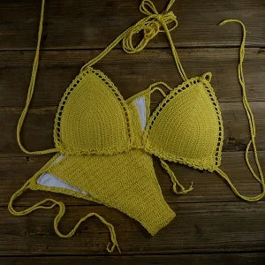 13 Color Women's Swimwear Push up Swimsuit Handmade Crochet Bikini Sets Lining Swim Trunks