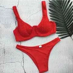 Cikini-Brazilian bikini set for women, sexy swimsuit, push up, beach clothing, summer