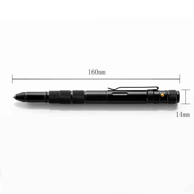 Portable Creative Self Defense Tactical Pen Emergency Flashlight Strobe Bottle Opener Car Window Breaker Pill Storage Gift Box