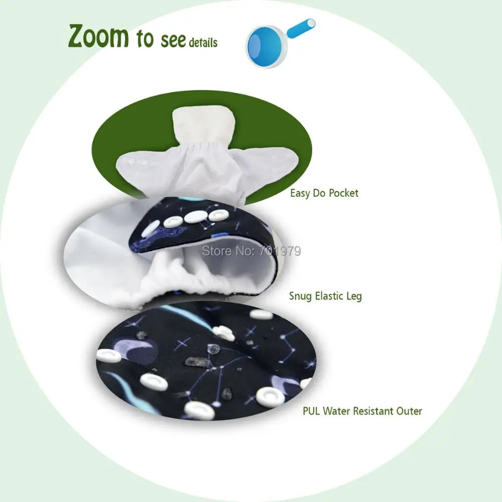 U Pick ALVABABY Digital Position Baby Cloth Diaper Reusable Baby Cloth Nappy with 1pc Microfiber Insert