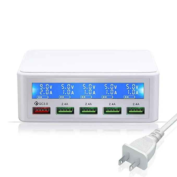 QC 3.0 Quick Charger Portable Multi 5 Port USB LCD Display 50W Fast Carregador For Iphone Xiaomi HuaWei Power Bank