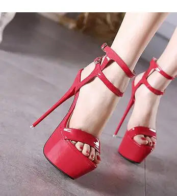 Aneikeh Big Shoe Size 41 42 43 44 45 46 16CM High Heels Sandals Summer Sexy Open Toe Party Dress Platform Gladiator Women Shoes