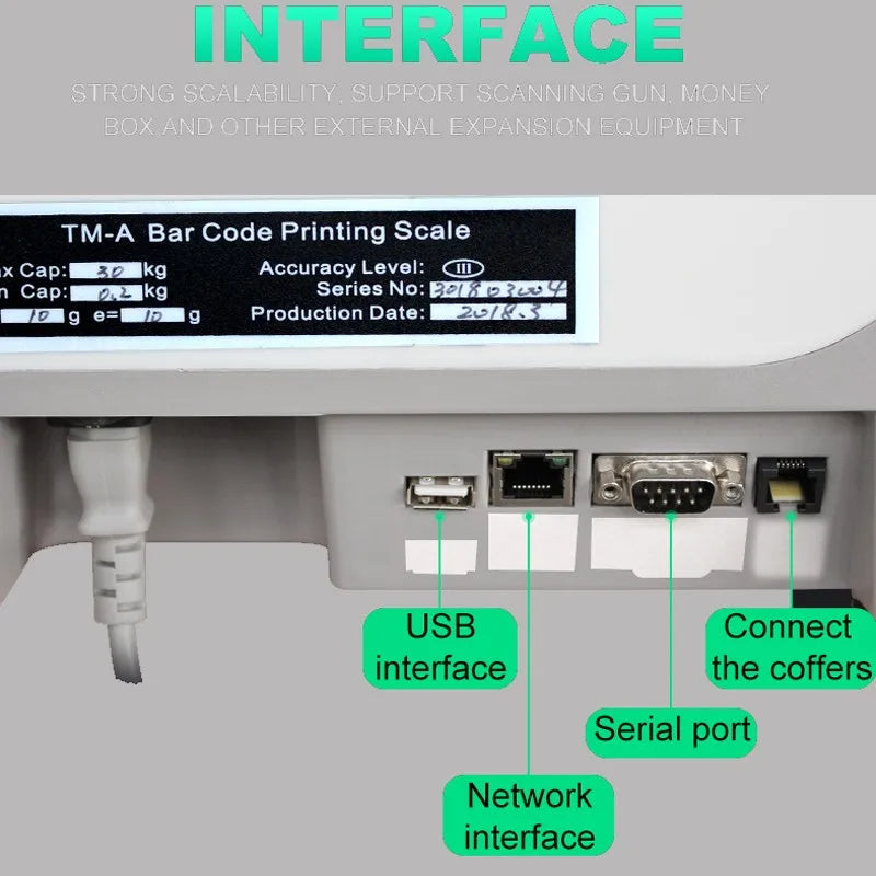 15kg/30kg Multi-Languages Label Printing Scale LCD Display Digital Barcode Scale