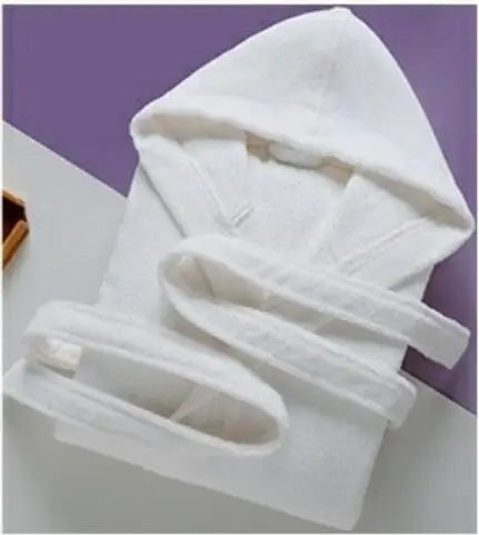 Autumn Winter Thick Pure Cotton Plain Color Bathrobes Sleepwear Robes Unisex Long-sleeve Absorbent Terry Bathrobe Hooded Pijamas
