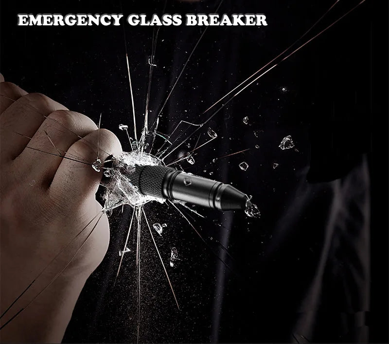 Portable Creative Self Defense Tactical Pen Emergency Flashlight Strobe Bottle Opener Car Window Breaker Pill Storage Gift Box