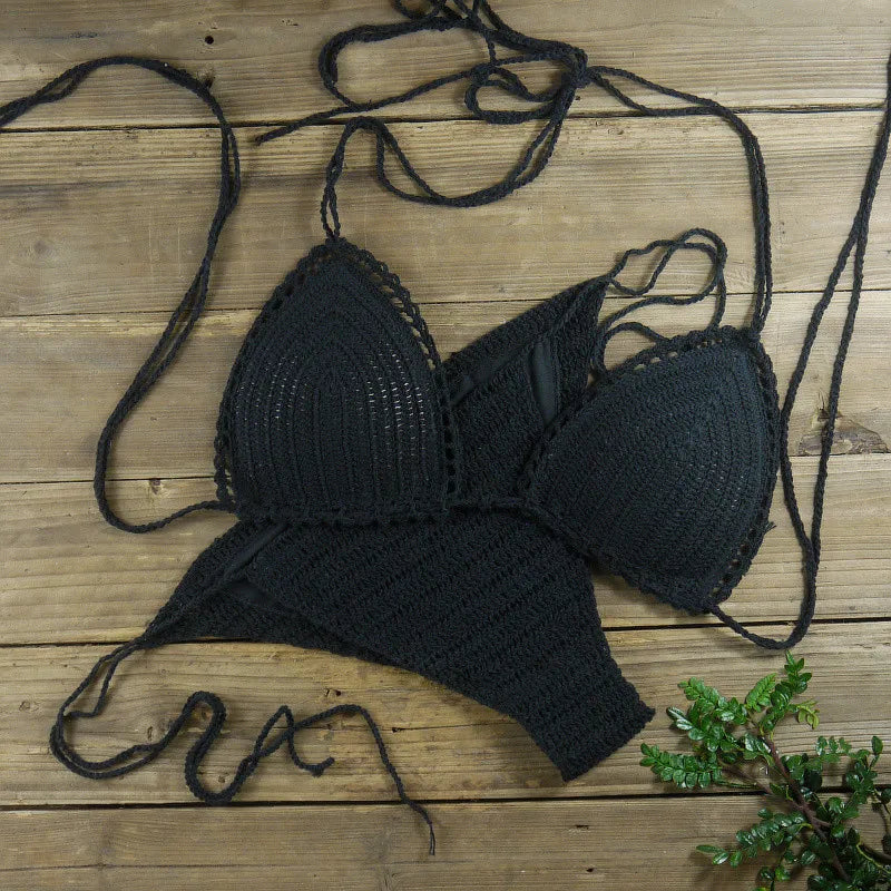 13 Color Women's Swimwear Push up Swimsuit Handmade Crochet Bikini Sets Lining Swim Trunks