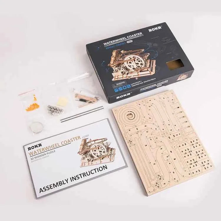 Robotime Self Wooden Assemble Toy LG501 DIY Wood Marble Run 3D Puzzle Mechanical Gear Model for Dropshipping