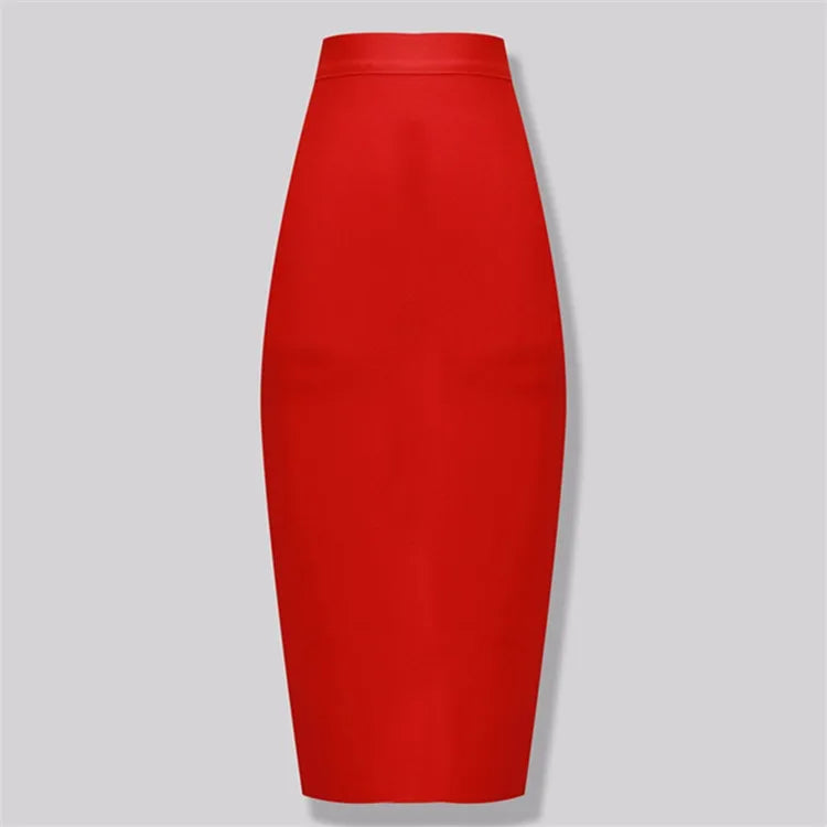 Wholesale 12 Colors 78cm Sexy Beige Black Blue Knee Length Bandage Skirt 2023 Knitted Elastic Sweet Designer Pencil Skirt