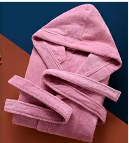 Autumn Winter Thick Pure Cotton Plain Color Bathrobes Sleepwear Robes Unisex Long-sleeve Absorbent Terry Bathrobe Hooded Pijamas