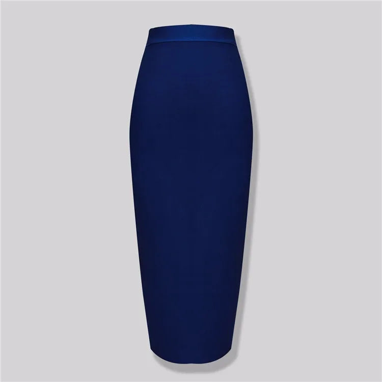 Wholesale 12 Colors 78cm Sexy Beige Black Blue Knee Length Bandage Skirt 2023 Knitted Elastic Sweet Designer Pencil Skirt