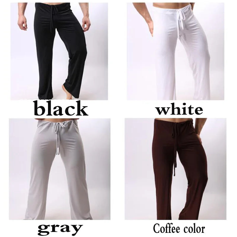 Mens Pajama Pants Low - Waist Fashion Sexy Loose Slippery Home Pants Ice Silk Long-Sleeved Loungewear Men Lounge Pants Pijama