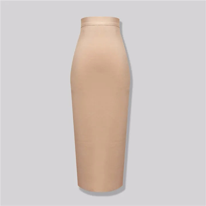 Wholesale 12 Colors 78cm Sexy Beige Black Blue Knee Length Bandage Skirt 2023 Knitted Elastic Sweet Designer Pencil Skirt