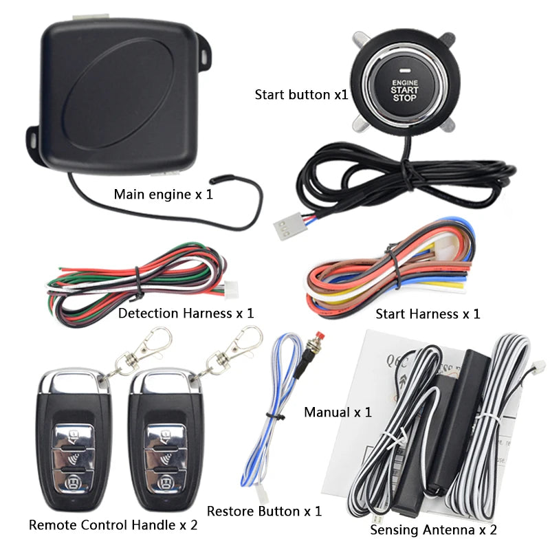 Auto Car One Start Stop Engine System with Remote Control Car PKE Keyless Entry Start System Open Trunk for 12V SUV Autostart