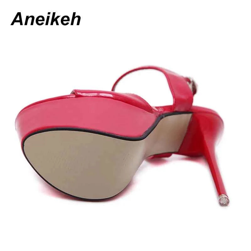 Aneikeh Big Shoe Size 41 42 43 44 45 46 16CM High Heels Sandals Summer Sexy Open Toe Party Dress Platform Gladiator Women Shoes