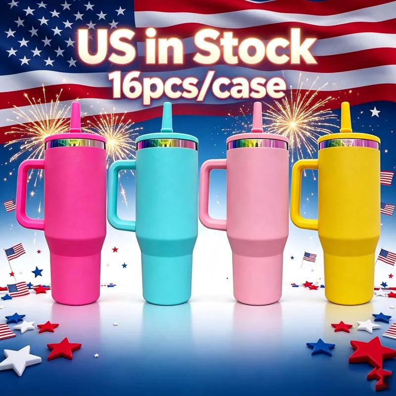 Us in Stock 40 OZ Insulated Office Use 20oz 24oz 32oz 40 OZ Flip Straw Tumbler for Home Office Outdoor Daily Use