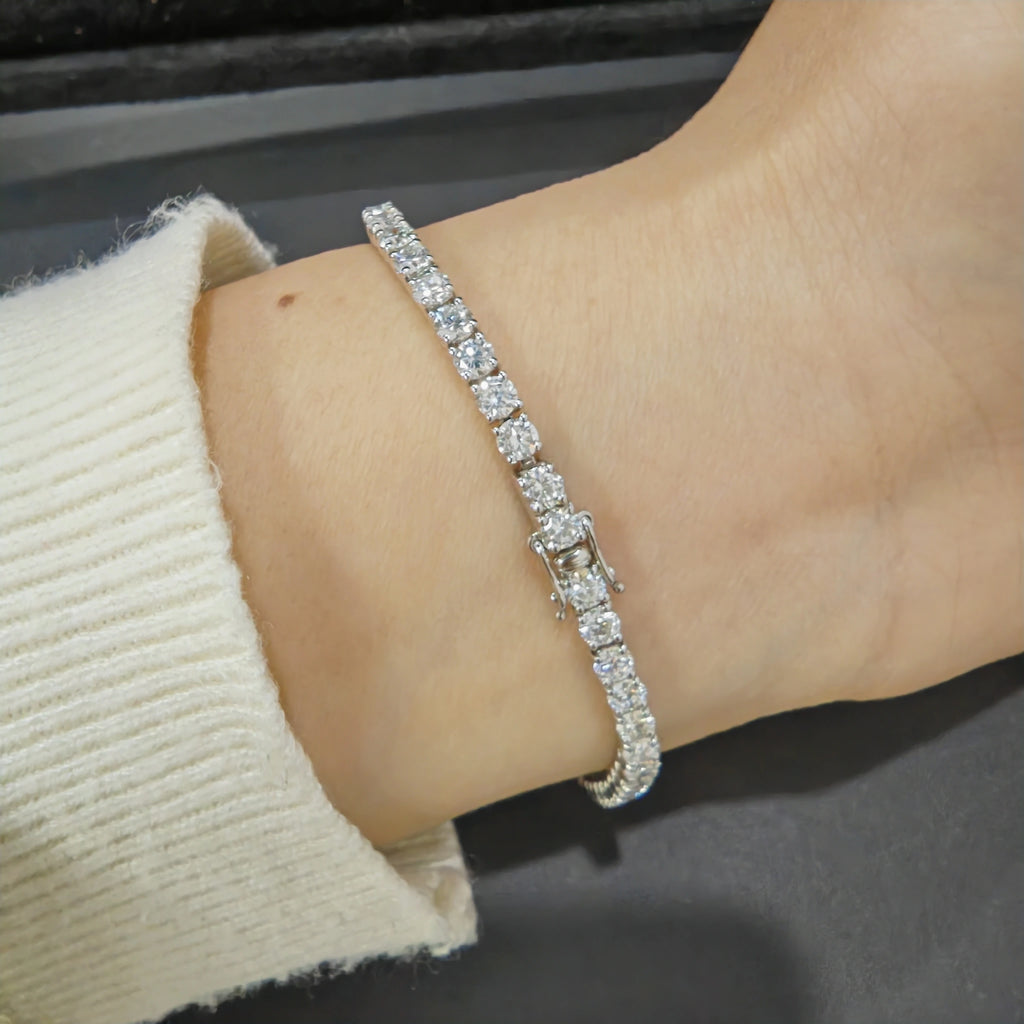 10K 14K Yellow Gold Custom Diamond Tennis Chain Bracelet Lab Grown Diamond Jewelry Bracelets Women