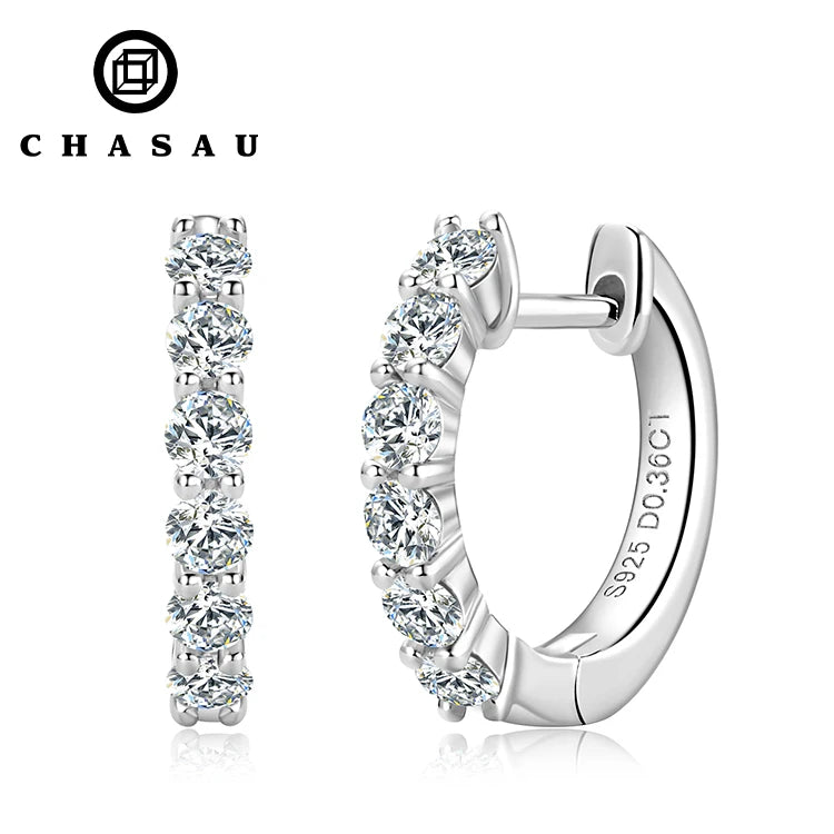 Sterling Silver 925 2.5mm 0.06CT Moissanite Sterling Silver Delicate Classic Huggie D Color Clip Earings for Women