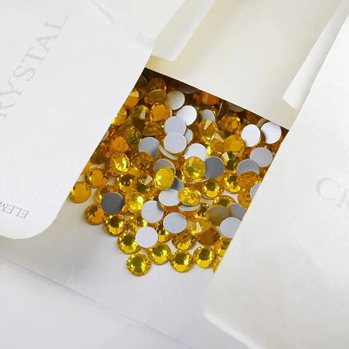 Citrine Crystal Rhinestones Flat-Back Non Hotfix Yantuo Rhinestone Glue Fix Gems Bling Glitter Glass Stone for DIY Decoration