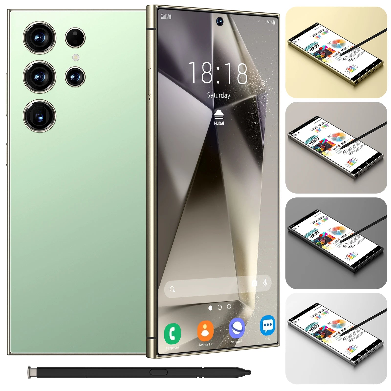 Samsum S24 Ultra Smartphones 8+256GB 5G Dual SIM Original CPU Octa Core HD Screen Resolution LTE Cellular Mobile Phone