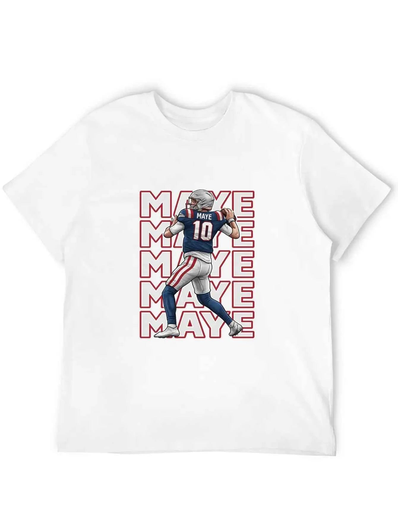 USA In-Stock New England Team Culture Shirt MAYE #10 Jersey T-Shirt Men's Casual Crew Neck T-Shirts 100% Cotton 180g Stretch Top