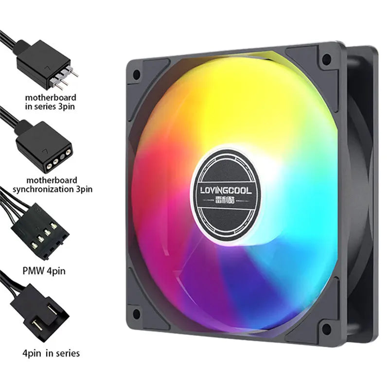 Lovingcool Computer PC Case Fan 12cm PC Luminous Led Cooling RGB Silent LED Plastic Cooling Fan for Computer Case