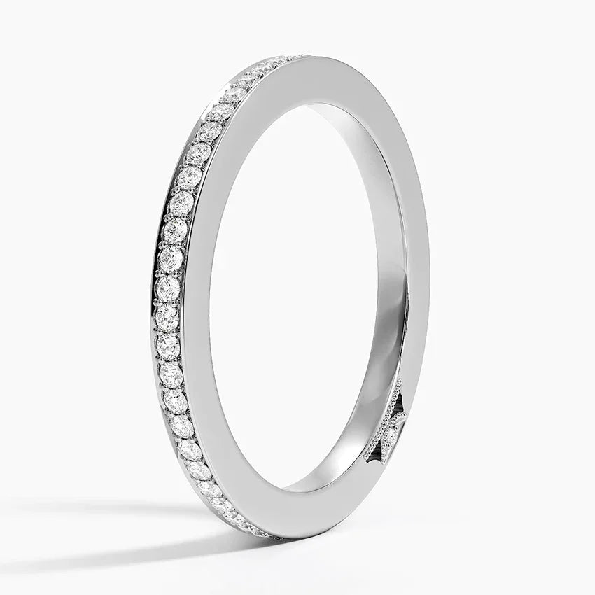 Luxurious 925 Silver Prong Setting Moissanite Wedding Eternity Ring Superior Shine Refined Craftsmanship Classic Sophisticated