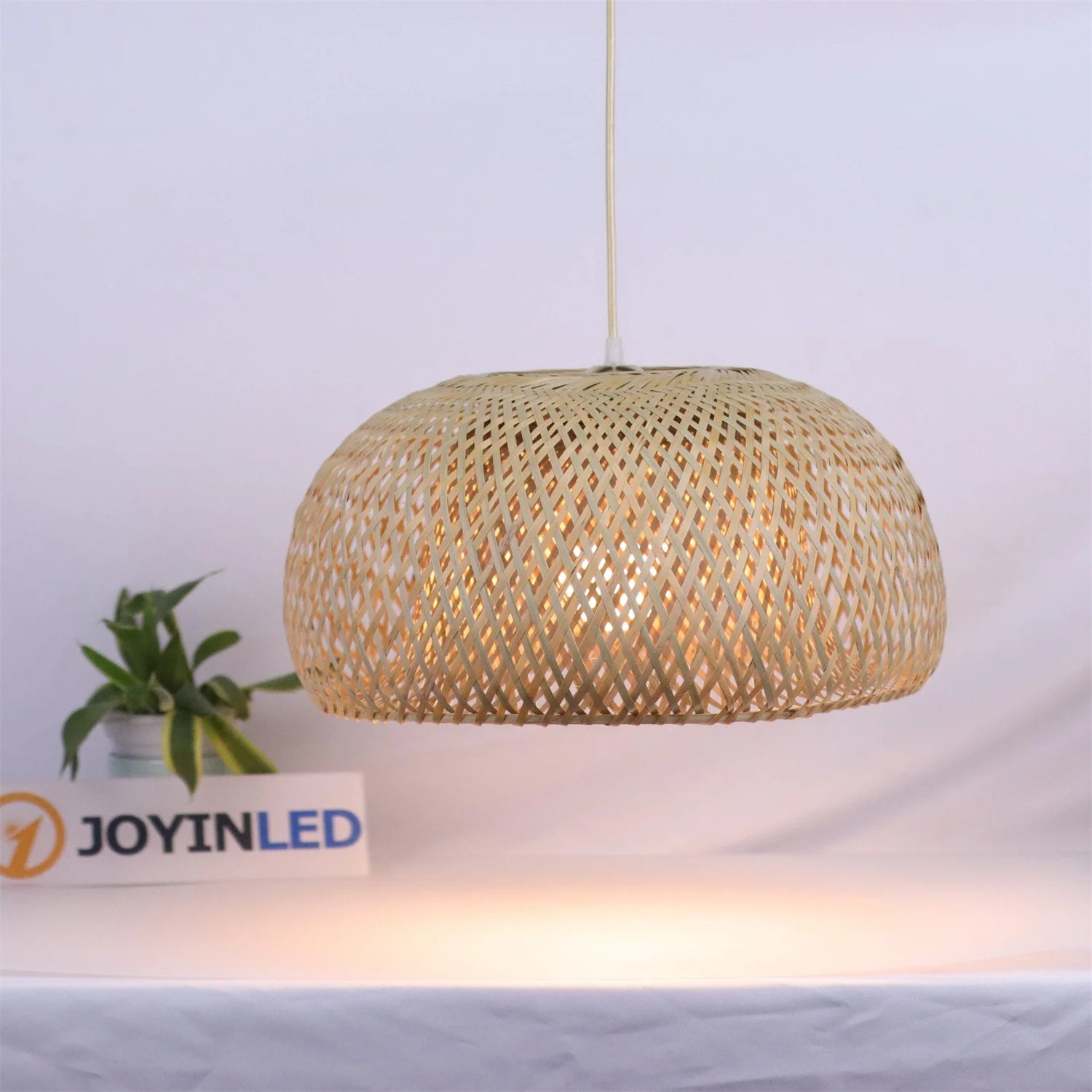 Joyinled Bamboo Pendant Light Fixture Rattan Rustic Basket Handmade Woven Pendant Lighting for Kitchen Island Farmhouse