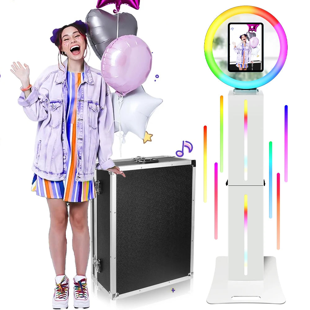 iPad Photo Booth Kiosk Selfie Magazine Wedding Photobooth Machine Sleek Metal Shell for Event Party