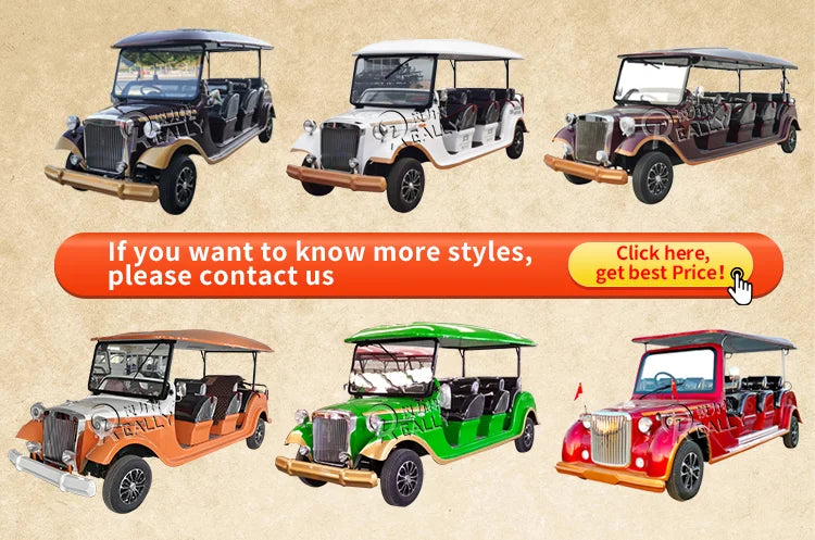 2025 4 Seats Electric Vintage Classic Sightseeing Mini Bus 72V Battery 80-100km Range