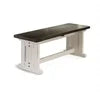 Orso Transitional Dining Table Plank Seat White and Brown Wood 48 Inch Home Office & Hotel Use