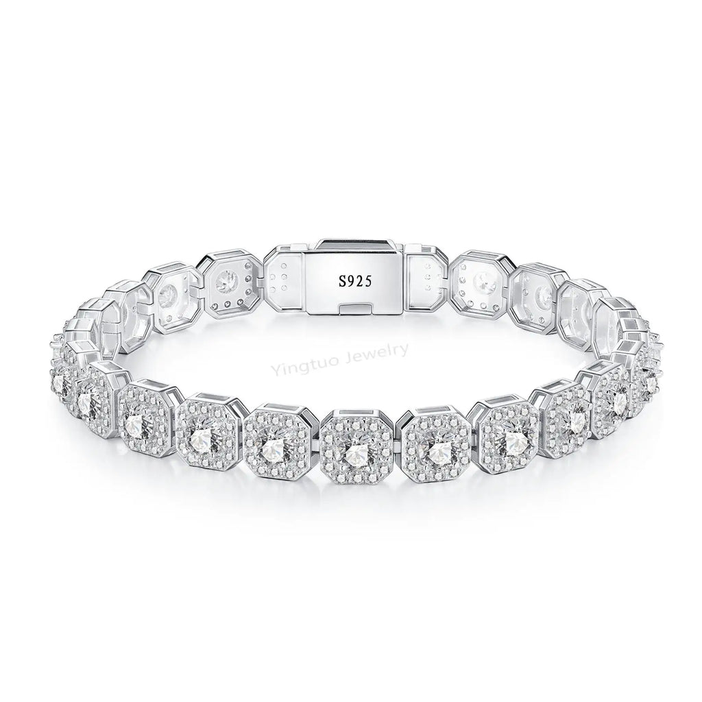 Wholesale Hip Hop 925 Sterling Silver VVS D Color Moissanite Diamond Jewelry Iced Out Tennis Chain Bracelet Necklace for Men