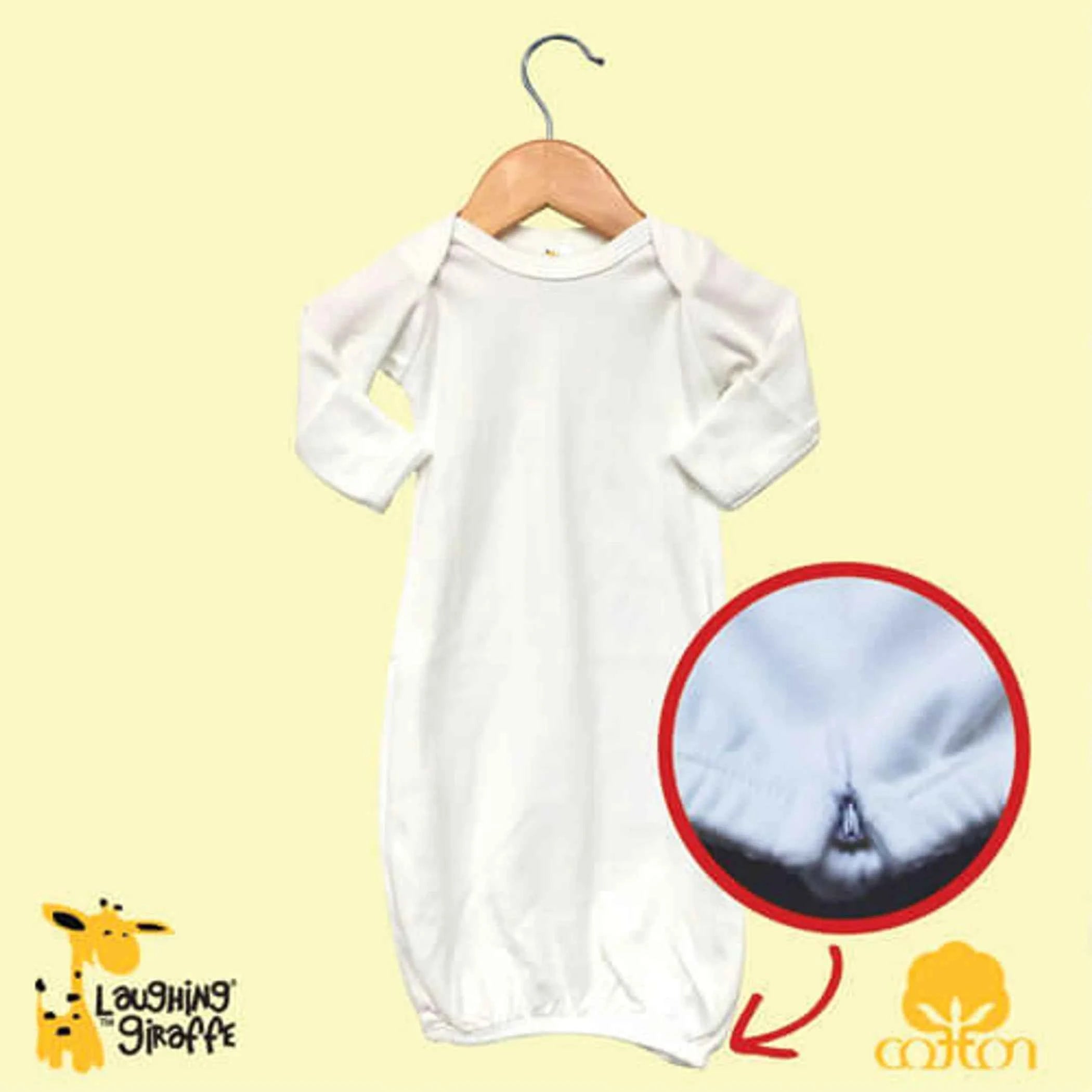 TD Baby Gown Laughing Giraffe Design with Zipper Soft and Comfortable Clothing for Newborns