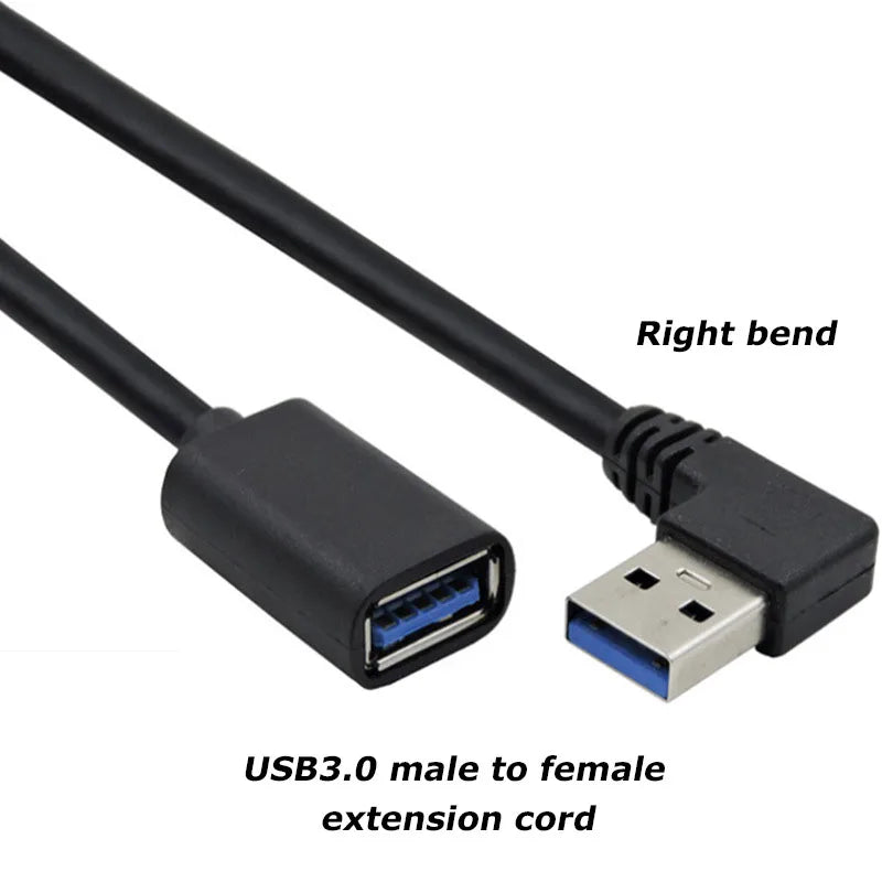 0.3M 90 Degree USB 3.0/2.0  Male to Female Adapter Cable Angle Extension Extender 5Gbps Fast Transmission Left/Right/Up/Down