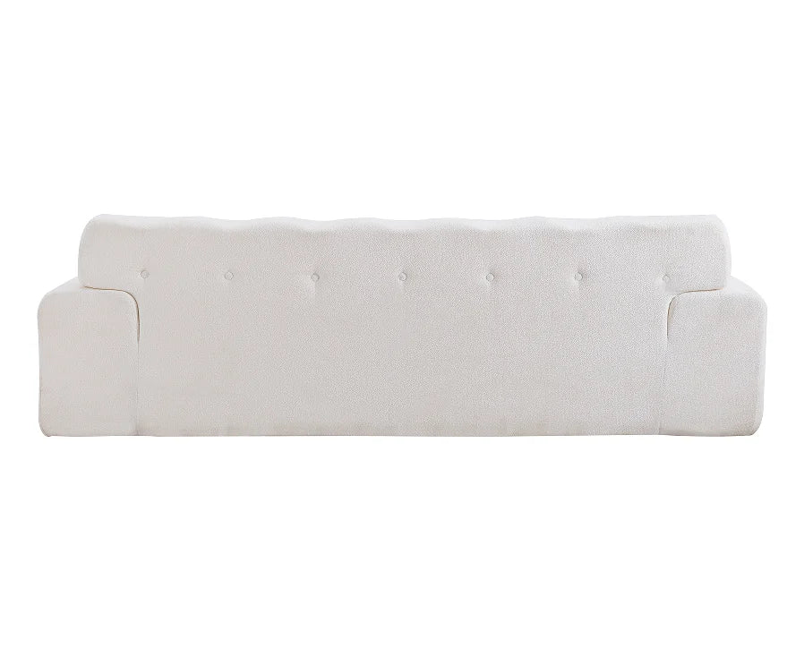 Cloud 3 Seater Chenille Sofa Set Button Tufted Comfy Upholstery Convertible Modular Sectional Sofa for Apartment Villa Snow