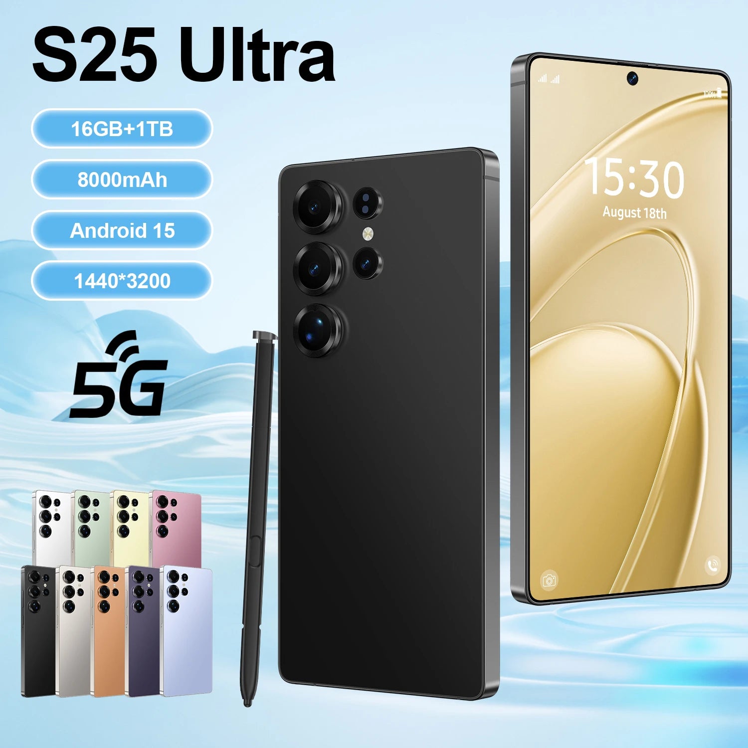 Hot Selling S25Ultra 16+1TB Qudad Core Android Phone with Face Recognition& HD Screen Cellphone Android 15 4g 5g Mobile Phones