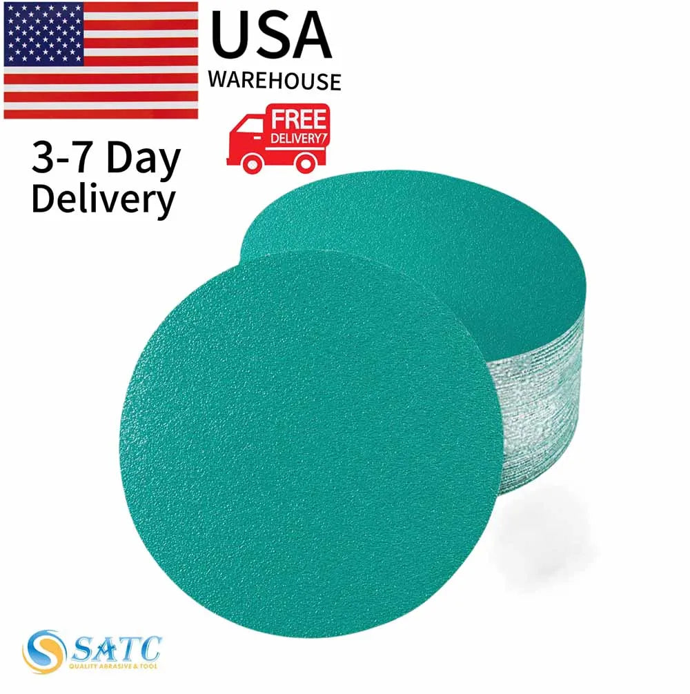 US Local Stock Ships in 24H Free Shipping USA 9" Green Sander Hook & Loop Sanding Disc No Hole Ceramic Sandpaper 10 Pack