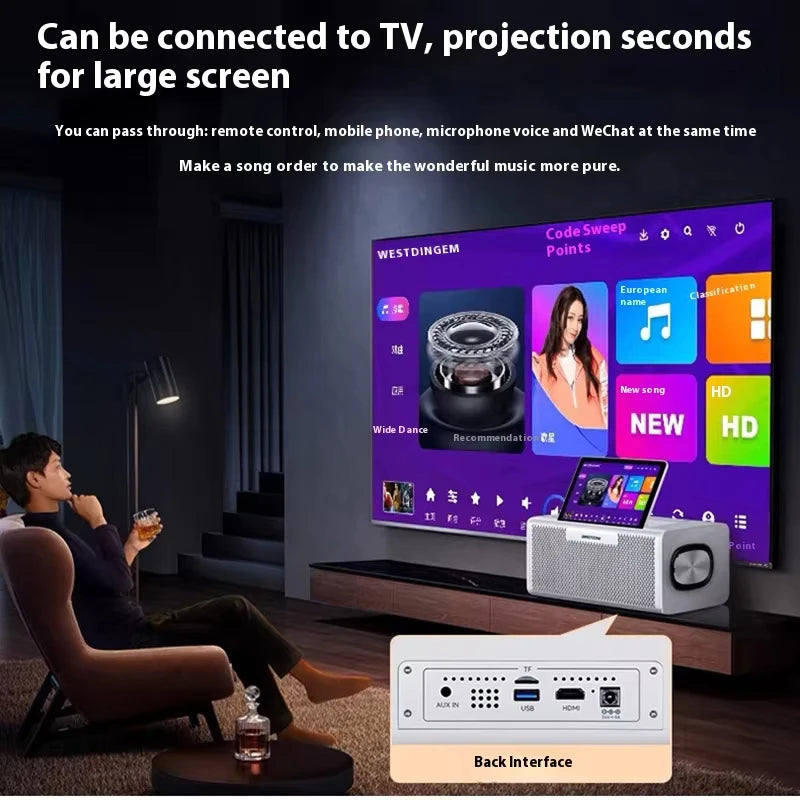 2025 Professional Android All-in-One Home Theater Player Touch Screen Karaoke System with Sound & Song Jukebox for Indoor Use