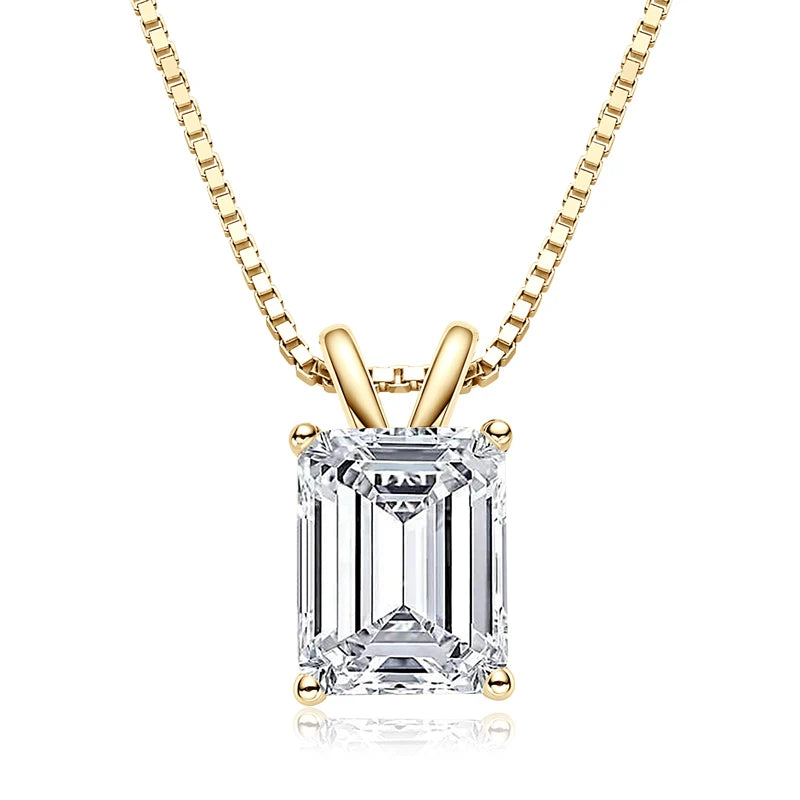 Free Shipping 925 Silver 7*9mm 2.5ct Emerald Pendant Necklace with Link Chain-Trendy Wedding Engagement Gift Jewelry for Women
