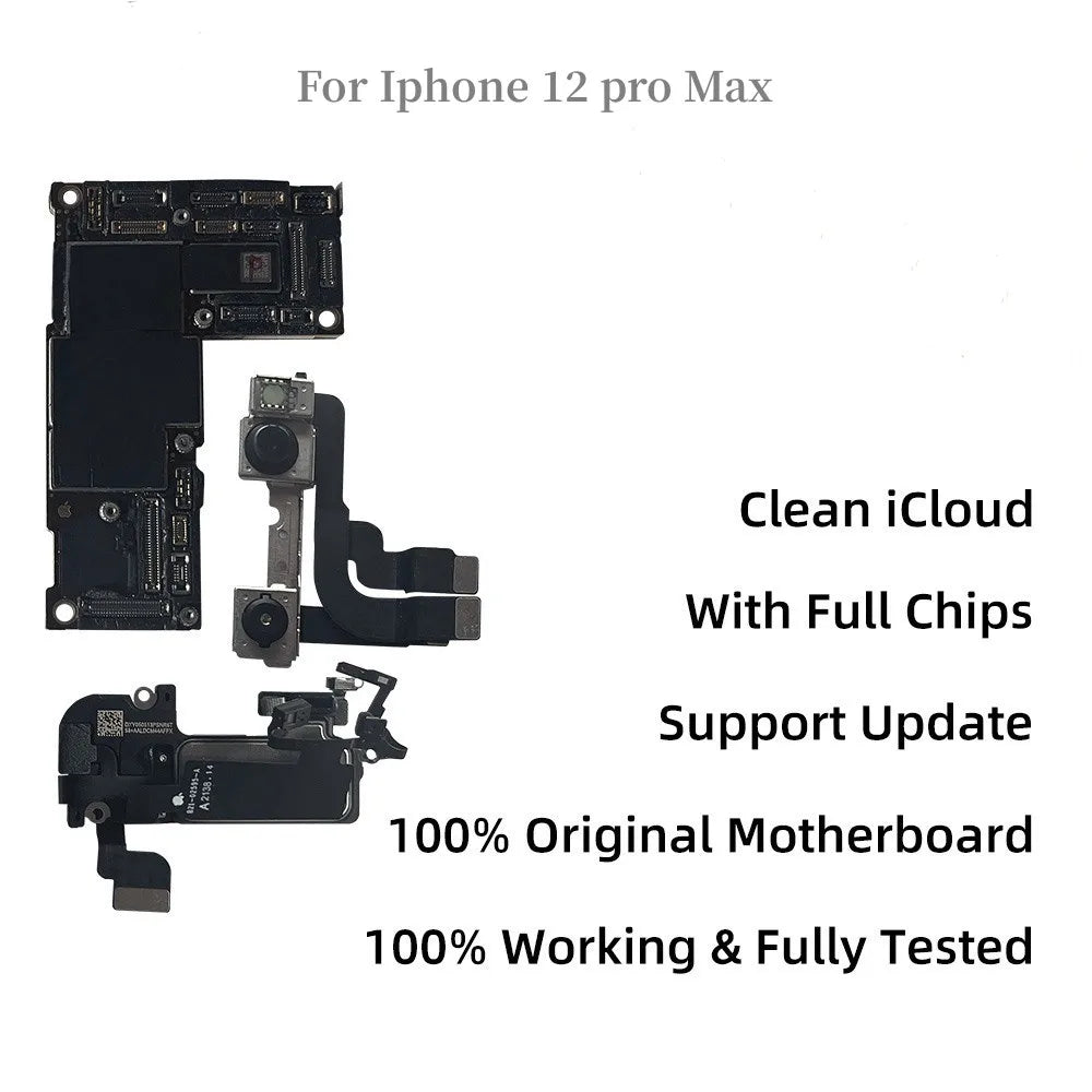 iPhone 12 12 Pro Max 64GB/128GB/256GB Logic Board With/without Face ID Mother Board Unlocked Used 1 Year Warranty