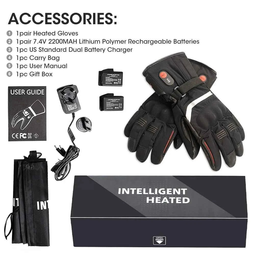 Battery Powered Motorcycle Gloves Adjustable Temperature Heated Motorcycle Gloves for Winter Riding
