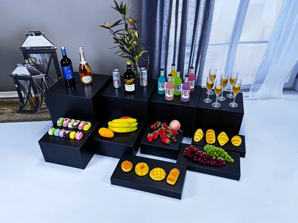 10pcs Black Acrylic Classic Buffet Set Wedding Party Food Display Risers Elegant Decorations New Arrival