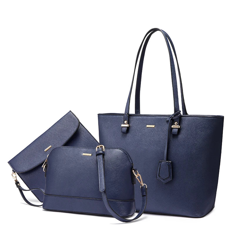 LOVEVOOK Hot Sale Factory Custom Women PU Leather Tote Bag High Quality Summer 3 Pieces Ladies Purses and Handbags for Women Bag