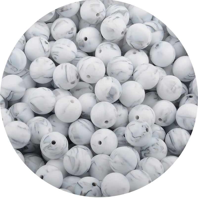 LOFCA 15mm 20pcs/lot Silicone Loose Beads Safe Teether Round Baby Teething Beads DIY Chewable Colorful Teething For Infant