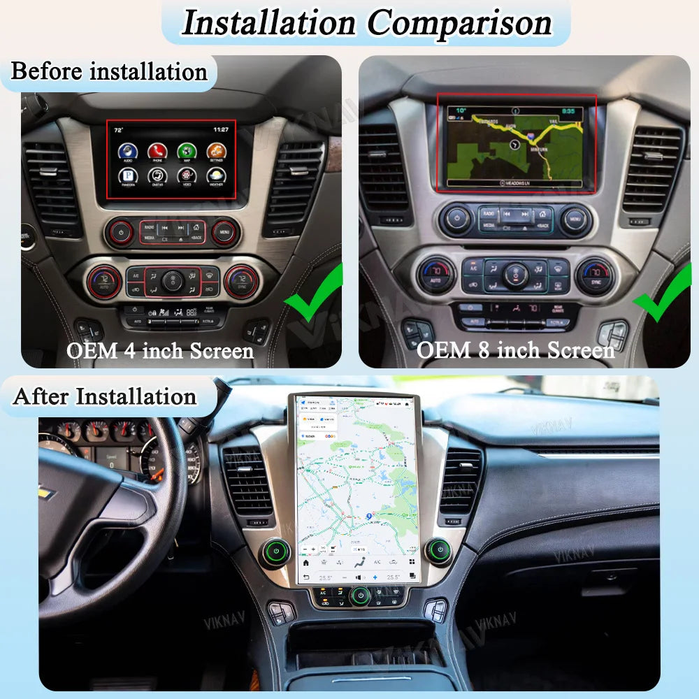 Viknav 14.4inch Android13 Car Radio for Chevroler Suburban Tahoe GMC Yukon 2014-2020 Wireless Carplay and Auto Stereo Head Unit