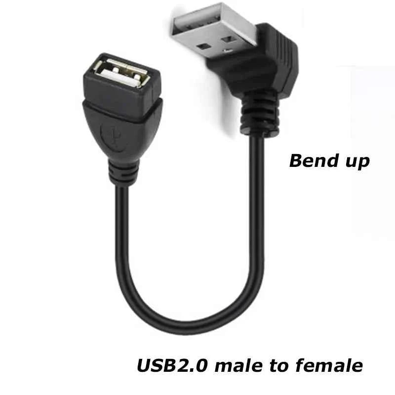 0.3M 90 Degree USB 3.0/2.0  Male to Female Adapter Cable Angle Extension Extender 5Gbps Fast Transmission Left/Right/Up/Down