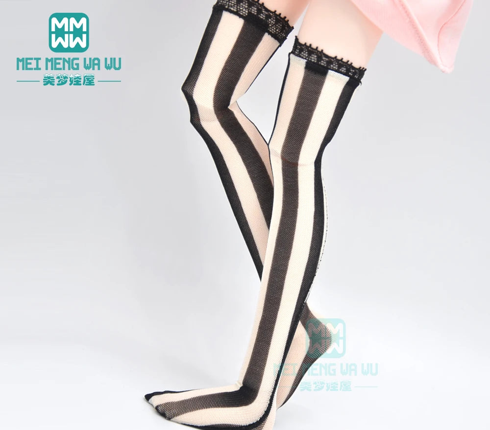 BJD Accessories for 1/3 BJD SD DD Doll Fashion Striped Socks, Reticulated Stockings, Lace Stockings