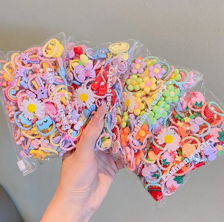 New 2024 Children Cute Candy Color Small Mini Thumb Hair Ties Set Lovely Rubber Hair Bands Girls Hair Accessories for Kids